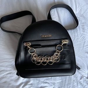 Love Moschino backpack black with gold chain